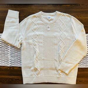 New With Tags! GAP - White/ Cream Cable Knit Sweater - Men’s Size XL